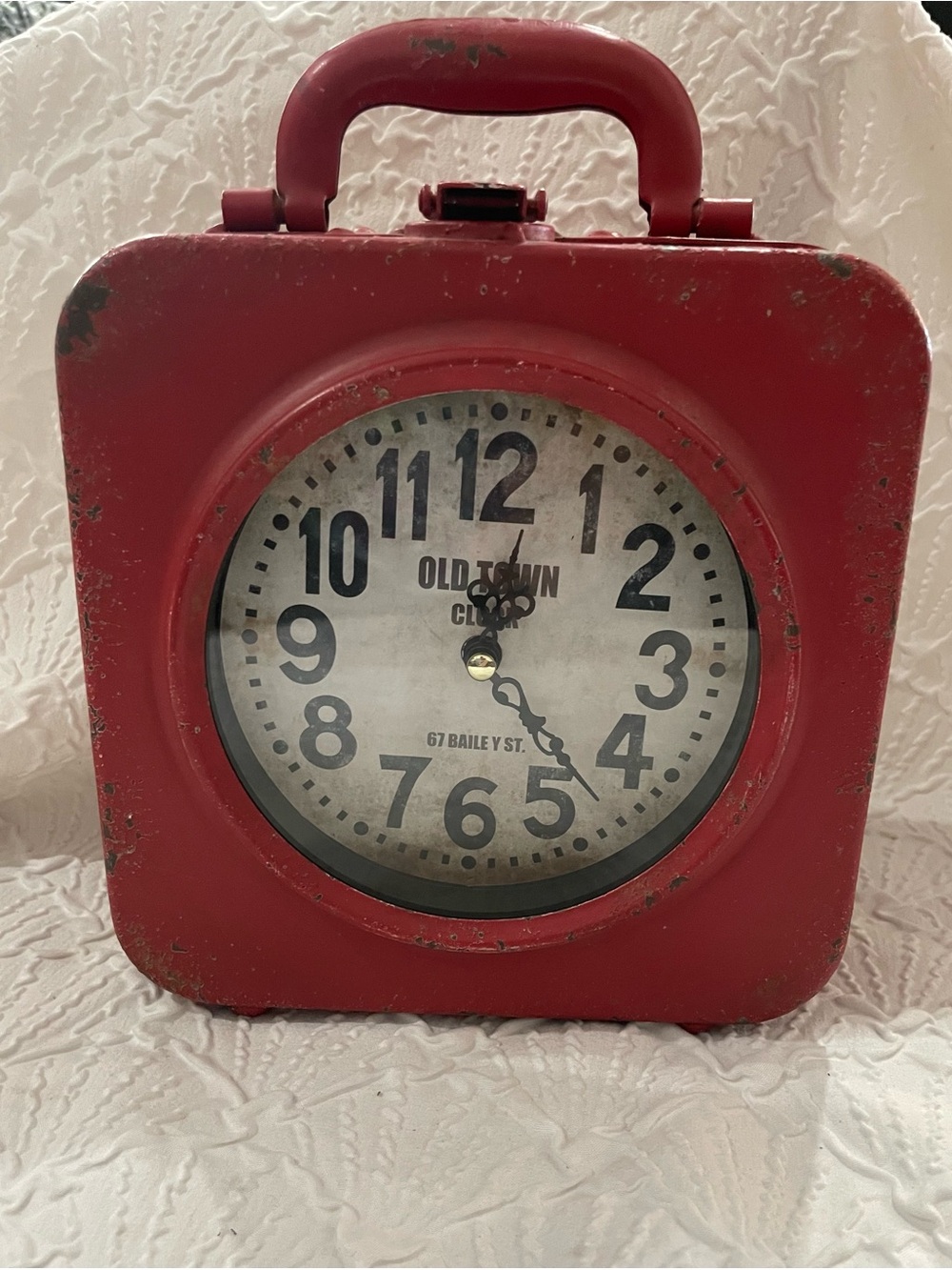 Shabby Chic Double Sided Red Distreased Square Clock Old Town 67 Bailey St